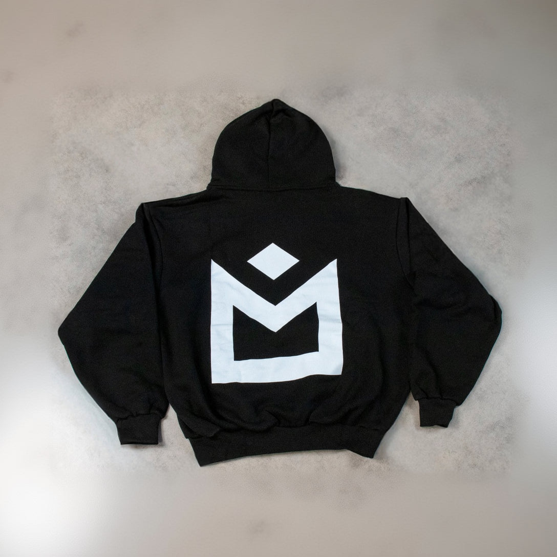 Foto felpa unisex oversized con stampa dtf posteriore logo grande Whim color bianco 480 gsm french terry pesante 